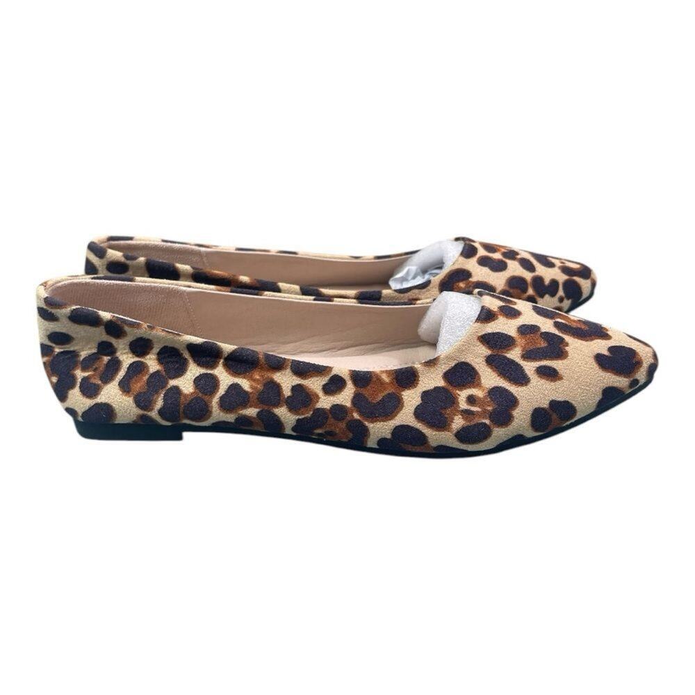 Migibili Leopard Print Pointed Toe Ballet Flats 8.5 - Picture 9 of 16